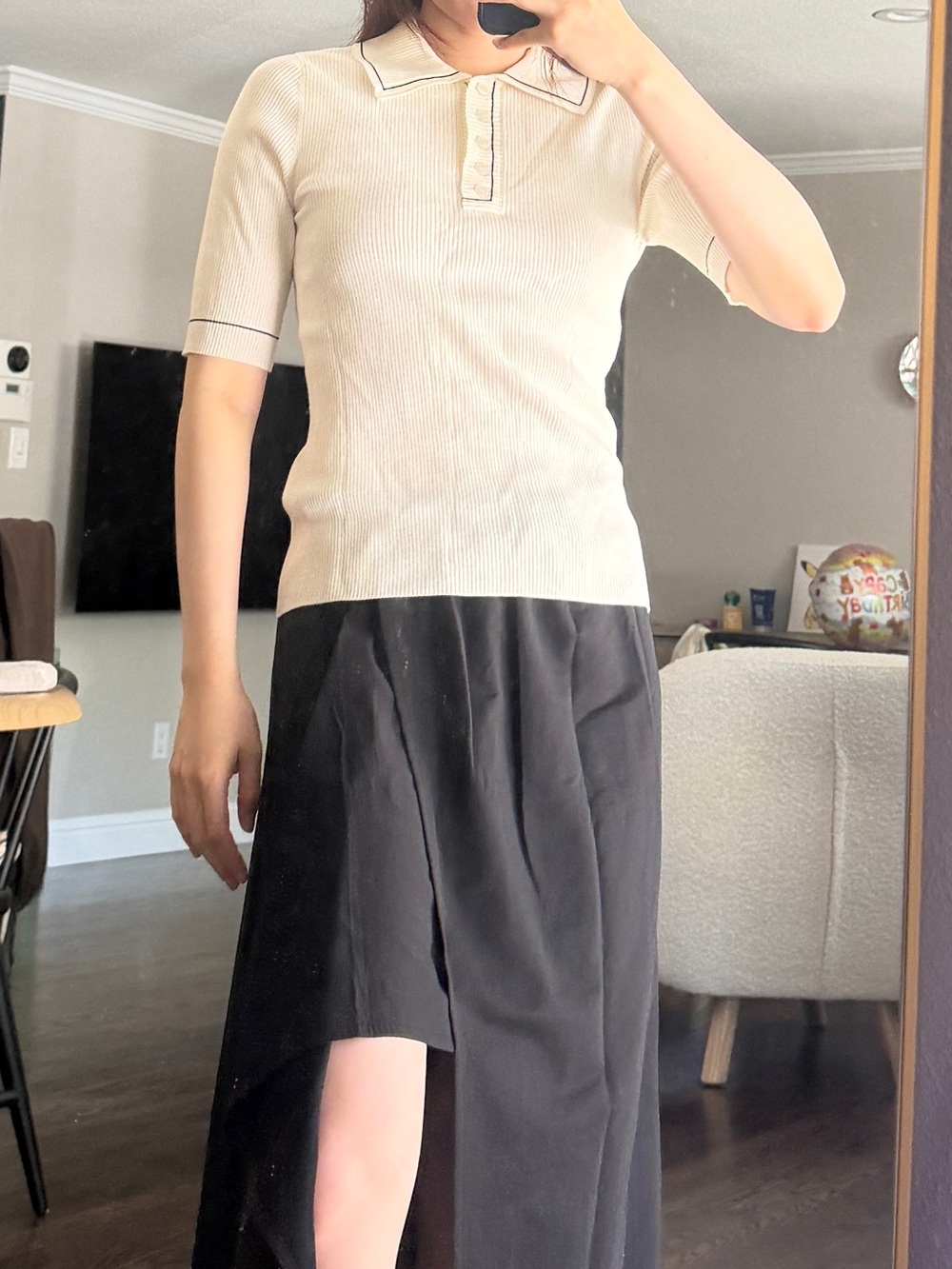 & Other Stories Rib-Knit Polo-Collar Top - Picture 5 of 7